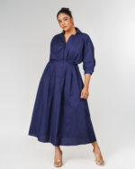 Pleated Structured Shirt Dress