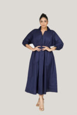 Pleated Structured Shirt Dress - Image 3