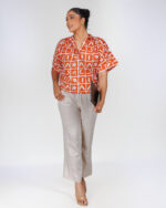 Printed Top With Neck Placket