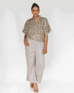 Printed Top With Neck Placket - Image 2