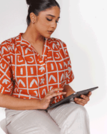 Printed Top With Neck Placket - Image 3