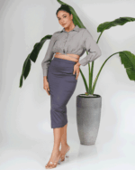 Waist Tie Up Crop Shirt - Image 2