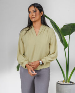 Long Sleeve Shoulder Pleated Top