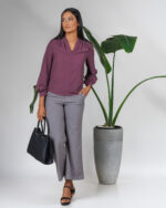 Long Sleeve Shoulder Pleated Top - Image 7