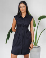 Waist Pleat-Fitted Short Dress - Image 4