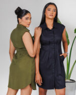 Waist Pleat-Fitted Short Dress - Image 2
