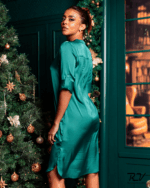 Three Quarter Sleeve Dress With Front Pocket - Image 5