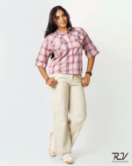 Plaid Top With Double Pocket