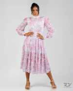 Long Sleeve Printed Long Dress