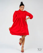 Pin Tuck Detail Long Sleeve Dress