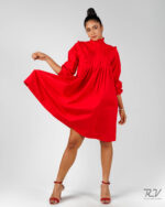 Pin Tuck Detail Long Sleeve Dress - Image 2