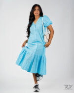 Short Sleeve Cutlon Long Dress - Image 2