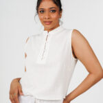 Sleeve Less Top with Standing Collar