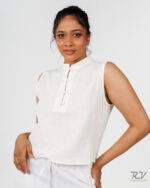 Sleeve Less Top with Standing Collar