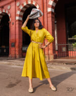 V-PLACKET DETAIL DRESS WITH SLEEVES